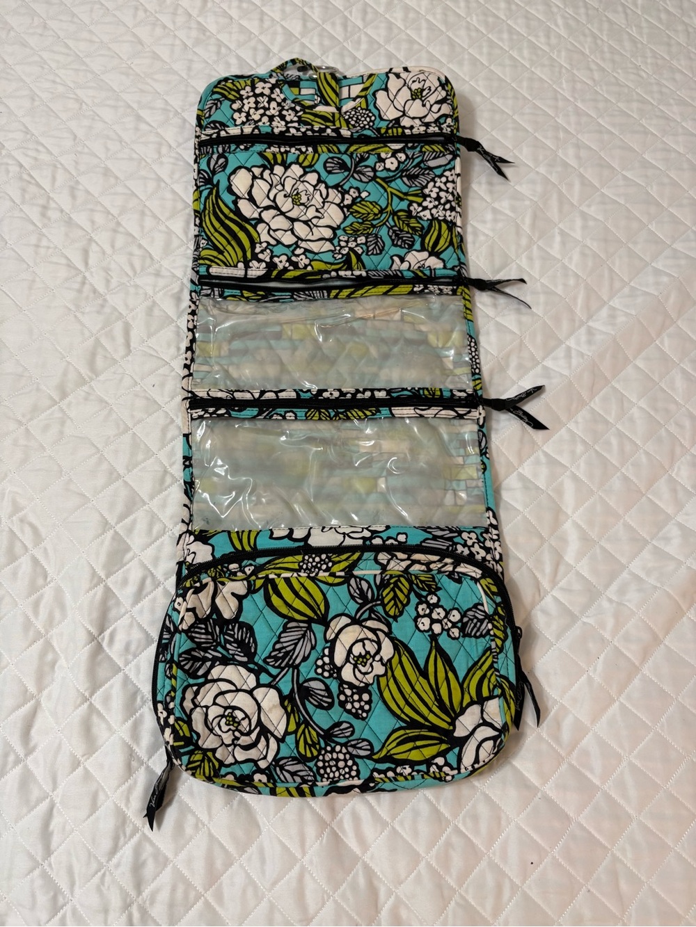 Vera Bradley Teal Floral Hanging Travel Organizer in “Island Blooms” pattern